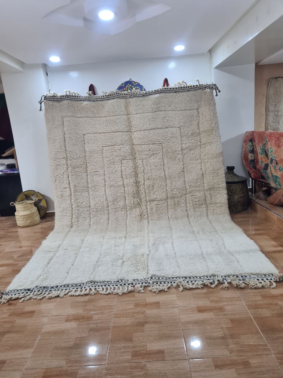 White Lamir Marokkaans handgemaakt tapijt150 cm x 100 cm